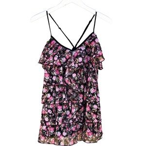 Candie’s Tank Multi-Layered Ruffled Floral Shirt Juniors Sz. M